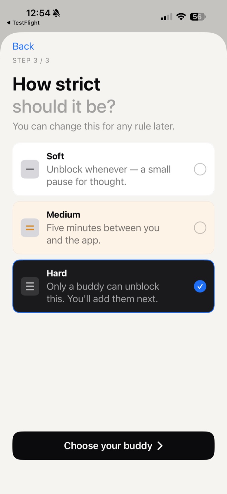 Disconnect lock level picker, choosing how strict a block should be